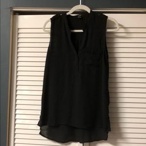 Black sheer  top with left side pocket